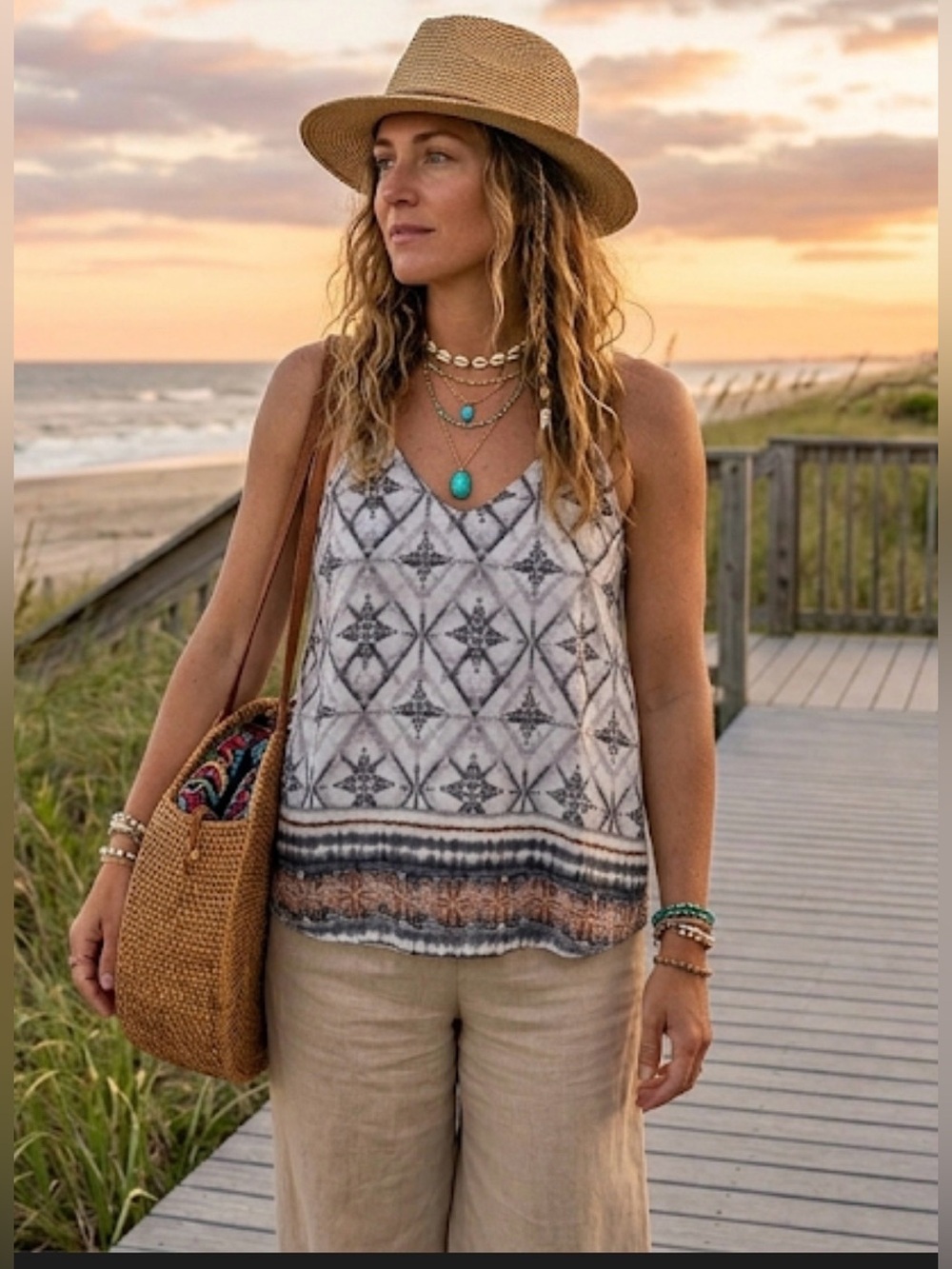 Style Rack New Look Black and White Geometric Camisole Tank Boho Gypsy Casual